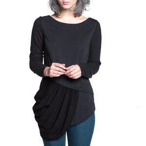 Prairie Underground Black Draped Long-Sleeve Blouse